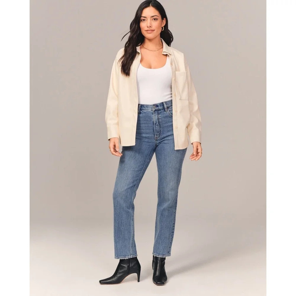 Abercrombie & Fitch curve love ultra high rise ankle straight jeans sz 36